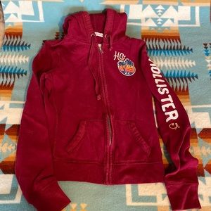 Hollister Maroon Zip-up Hoodie